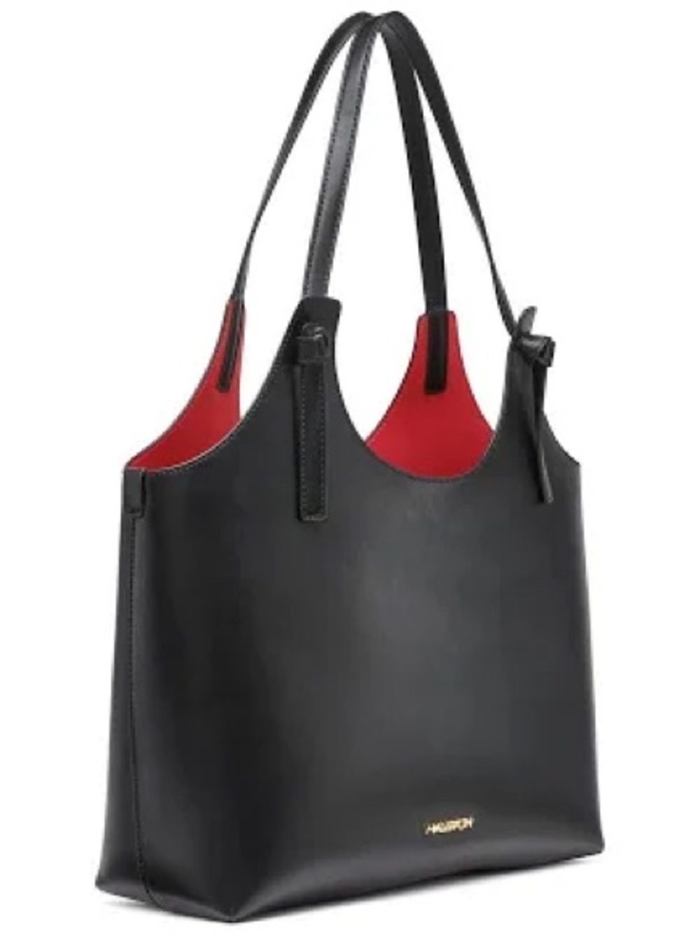 HALSTON Brooke Mini Tote Black Red Interior Shoulder Bag Chic Minimalist - Picture 2 of 13